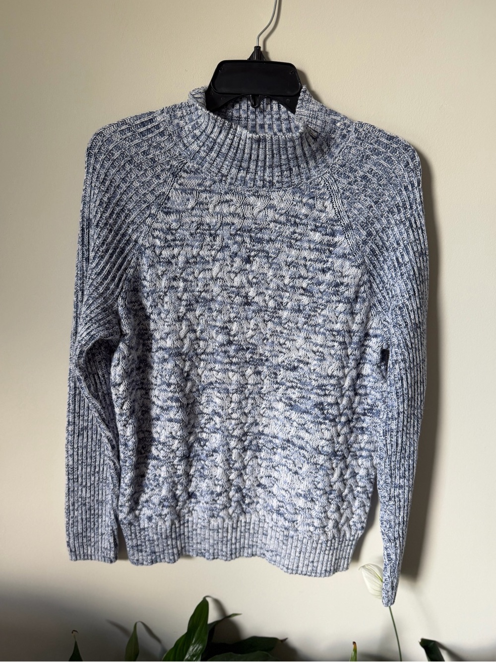 croft & barrow Marled Light Blue & White Turtleneck Sweater